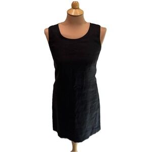Vtg Irresistibles Black 100% Linen Sheath‎ Dress Sleeveless Classic 90s